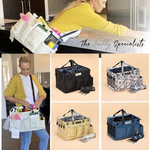 FifthStart Multiuse Cleaning Caddy with Waist & Shoulder Strap - Diaper Caddy & Beach Bag - 9 Pockets & Mesh Base - Blue, X-Large in Kuwait