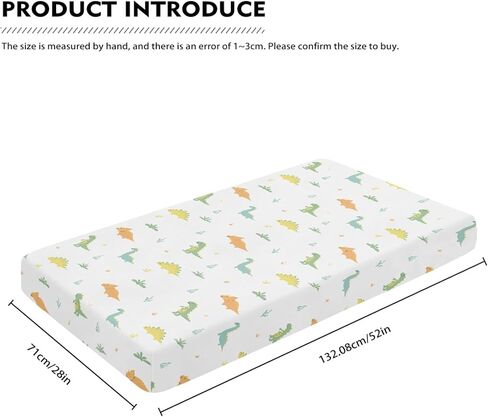 Dino Dinosaurs Fitted Crib Sheet for Boys Girls Cute Dinosaur Animal Print Baby Sheet for Standard Crib and Toddler Colorful Nursery Bed Mattress Sheets 28"x52" in Kuwait