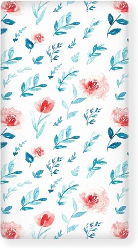 Red Floral Fitted Crib Sheet Nautical Style Baby Crib Sheet Fit Standard Crib and Toddler Mattress,Crib Mattress Sheets for Boys Girls 28"x52" in Saudi Arabia