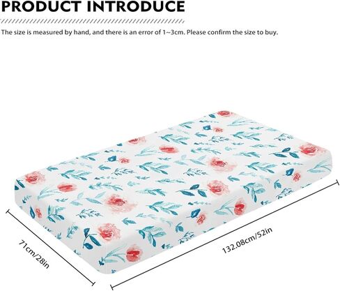 Red Floral Fitted Crib Sheet Nautical Style Baby Crib Sheet Fit Standard Crib and Toddler Mattress,Crib Mattress Sheets for Boys Girls 28"x52" in Saudi Arabia