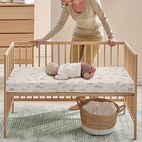 Red Floral Fitted Crib Sheet Nautical Style Baby Crib Sheet Fit Standard Crib and Toddler Mattress,Crib Mattress Sheets for Boys Girls 28"x52" in Saudi Arabia