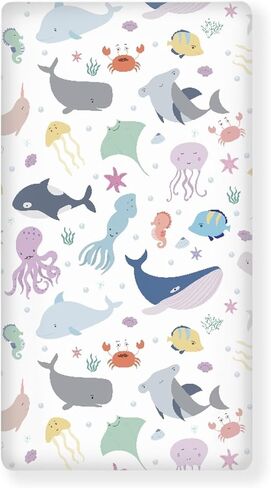 Dino Dinosaurs Fitted Crib Sheet for Boys Girls Cute Dinosaur Animal Print Baby Sheet for Standard Crib and Toddler Colorful Nursery Bed Mattress Sheets 28"x52" in Kuwait