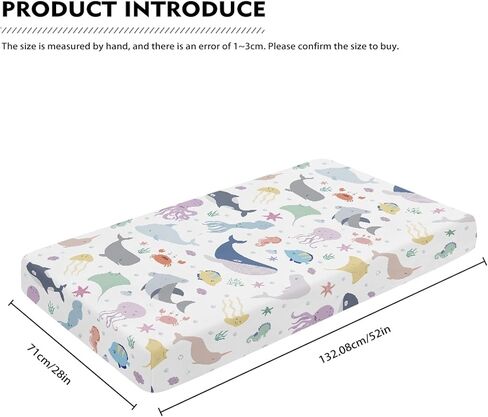 Dino Dinosaurs Fitted Crib Sheet for Boys Girls Cute Dinosaur Animal Print Baby Sheet for Standard Crib and Toddler Colorful Nursery Bed Mattress Sheets 28"x52" in Kuwait