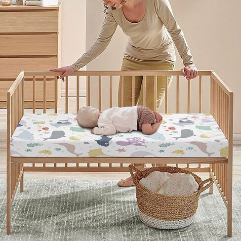 Dino Dinosaurs Fitted Crib Sheet for Boys Girls Cute Dinosaur Animal Print Baby Sheet for Standard Crib and Toddler Colorful Nursery Bed Mattress Sheets 28"x52" in Kuwait