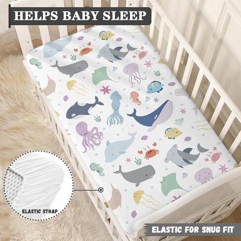 Dino Dinosaurs Fitted Crib Sheet for Boys Girls Cute Dinosaur Animal Print Baby Sheet for Standard Crib and Toddler Colorful Nursery Bed Mattress Sheets 28"x52" in Kuwait