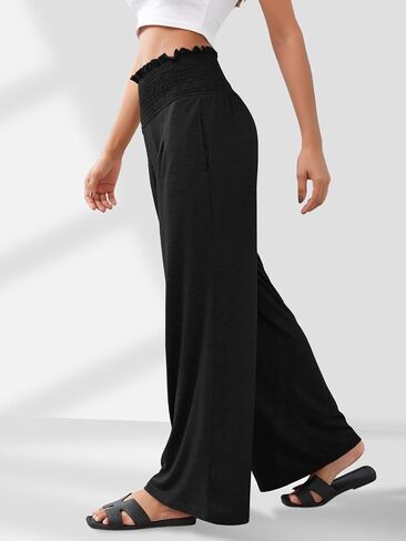 GEMLON Womens Pants High Waisted Palazzo Pants Wide Leg Long Pant Casual Lounge Trousers with Pocket in Saudi Arabia