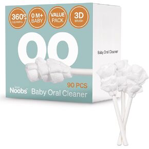 Baby Tongue Cleaner Newborn by LoveNoobs™, 90 Count Value Pack, 360° Disposable Baby Mouth & Oral Cleaner Gauze, 0 M+, Toddler Toothbrush