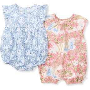 Burt's Bees Baby Baby Girls Romper, 100% Organic Cotton One-piece Bubble Shortall and Layette Set Girl Outfit