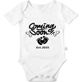 Funny Coming Soon Est.2025 Bodysuits, Baby Announcement Clothes, Boys Girls Infant Cotton Romper Outfits 0-24 Months