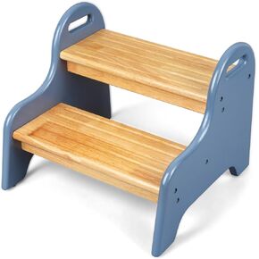 StrongTek Kids 2 Step Stool, Rubber Wood Step for Children, Safe & Sturdy, Ideal for Bathroom, Kitchen, Home Use, Durable, Non-Slip, Child Safety, Foot Stool, Toddler Step Stool, Easy to Clean