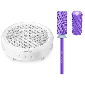 MelodySusie Nail Dust Collector,Compact Vacuum Fan Dust Collector for Beginner with Large Barrel 3/32'' Tungsten Carbide Nail Drill Bit, Crystal Top Purple Heart Shape