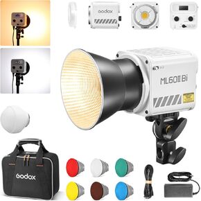 Godox ML100Bi 100W LED Video Light Godox Mount Flash 2800K-6500K Bi-Color Video Lighting 34300 Lux CRI 97+/TLCI 98+ 11 FX Effects or Filming Live Streaming Outdoor Studio Photography(ML100Bi)