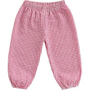 Karuedoo Toddler Baby Boy Girl Gingham Bubble Pants Kids Nasual Plaid مرنة الخصر الطويلة