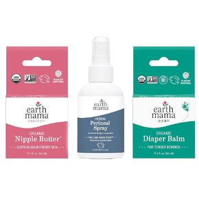 All Mama Needs Kit by Earth Mama | Organic Nipple Butter™ Breastfeeding Cream, Herbal Perineal Spray, Organic Diaper Balm-Diaper Cream for Baby