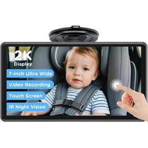 7" Touchscreen Baby Car Mirror, Baby Car Camera HD 1440P, View Infant in Rear Facing Seat with 150°Wide Angle, Night Vision, Easy Setup, Fits Most Cars
