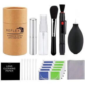 كاميرا Reflex Professional 19 في 1 مجموعة تنظيف الكاميرا ، مجموعة تنظيف العدسات الكاميرا مع قلم العدسة ، منفاخ الهواء/الغبار ، قماش العدسة الدقيقة ، مسحات تنظيف المستشعر ، محلول العدسة وحاوية تخزين مفيدة