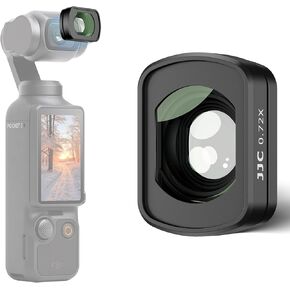 JJC 0.72x عدسة زاوية عريضة لـ DJI Osmo Pocket 3-مرفق مغناطيسي ، 112 درجة FOV ، طلاء مزدوج مضاد للانعكاس ، زجاج ضوئي ، إطار من الألومنيوم خفيف الوزن مع حالة تخزين