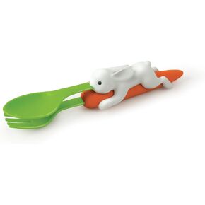 Genuine Fred SNACK RABBIT Nesting Kids Utensils, Carrot Fork and Bunny Spoon, Picky Eater Solutions, Unique Design, Fun Stocking or Basket Stuffer for Kids
