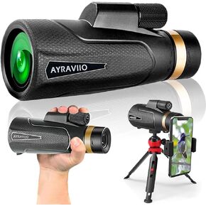 12x60 Monocular Telescope with Smartphone Holder & Sturdy Tripod, High Powered SMC & BAK4 Scope, Birthday Gifts for Men Dad Him Husband Teen, Outdoors Survival Hiking Gear, White Elephant Gift