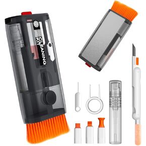 Walrfid Keyboard Cleaning Kit, Ultimate Laptop Cleaner with Soft Brush and Screen Cleaner Spray and Wipe, Multi-Function Phone Cleaning Kit for AirPods, iPhone, MacBook, Computer (Black)