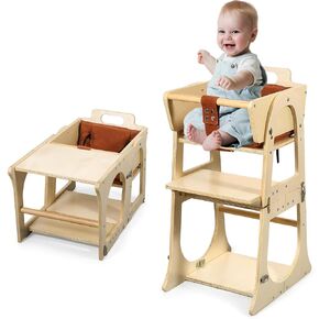 2 in 1 Baby High Chair, Wood High Chairs for Babies and Toddlers, Convertible Baby High Chair & Toddler’s Desk Tripp Trapp Portable High Chair for Chair at Table Grows with Family
