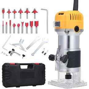 Wood Router 800W Wood Trimmer 30000r/min 6 Variable Speed with 15pcs Milling Cutter Accurate Cutting for Woodworking Trimming Cabinet Processing, Handicraft Making DIY
