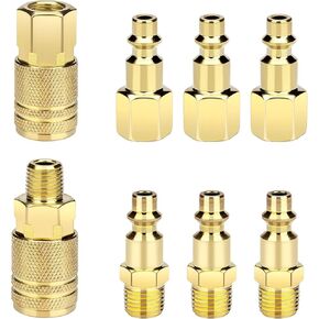 Air Hose Fittings 1/4-Inch NPT Quick Connect Air Compressor Fittings, Universal Air Coupler and Industrial Plug Kit (8)