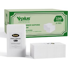 Vplus 1020 Pack Paper Napkins Guest Towels Disposable Premium Quality 2-ply Dinner Napkins Disposable Soft, Absorbent, Party Napkins Wedding Napkins for Kitchen, Parties, Dinners or Events(White)