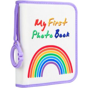 Baby Photo Book Holds 21 4x6 Photos, My First Photo Book for Baby or Toddlers,Baby Photo Album Soft Cloth Family Book, Cute Book Gift for Babies Shower Newborns Family Photos (Purple)