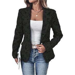 Floerns Women's Floral Jacquard Long Sleeve Blazers Open Front Work Suit Jackets in Kuwait
