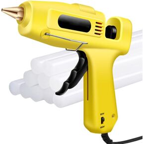 Heavy Duty Hot Glue Gun Kit, 60/100W Dual Power, Includes 14 Premium Glue Sticks (0.43" x 8") - 7 White / 7 Clear, Ideal for Crafts, DIY, Christmas Decorations, Yellow
