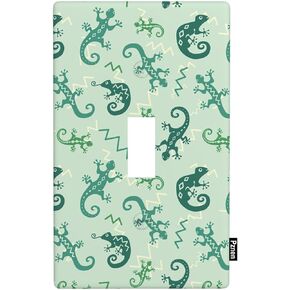 Reptile Pattern Light Switch Cover Plates Lizard Chameleon Gecko Single Toggle Wall Plate 1 Gang Lightswitch Cover Home Decorative Office 4.5"x 2.76"