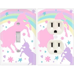 Unicorn Girls Room Decor -Pretty Pastel Unicorn Rainbow Light Switch & Outlet Plate