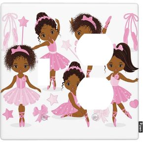 Ballerina Light Switch Covers Cute African American Black Girl Ballerinas Pink Dresses Ballet Shoes Combination Wall Plate 1 Toggle Switch Plate 1 Duplex Outlet Cover
