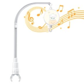 23 Inch Adjustable Baby Crib Mobile Arm with Music Box & DIY Claw Arm Bracket - Nursery Decor Hanging Stand for Bed Bell Toy-Crib Mobile Holder