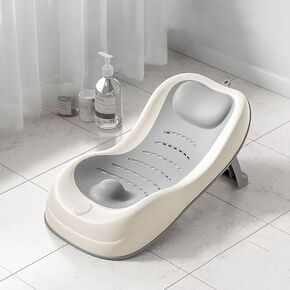PandaEar Baby Bath Support, Foldable Infant Bathtub for Newborn Babies 0-6 Months, Soft Sink Baby Bath Tub (Grey)