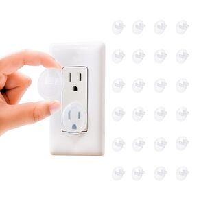 Baby Safety Clear Outlet Covers (24 Pack), Durable Plastic Plug Covers for Power Sockets, Child Proof Electrical Protector Safety Caps