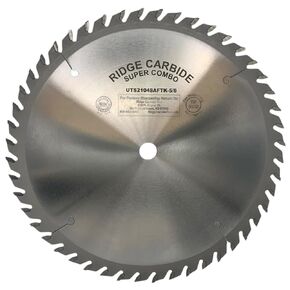 Ridge Carbide 10" 48T, Ultra Combination Table Saw Blade, Alternate Top Bevel Grind (ATB),+20° Hook, 5/8" Bore, Plate Thickness .062", Thin Kerf (.093") for Cutting Wood and Sheet Goods