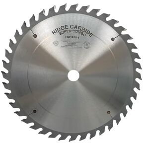 Ridge Carbide 12" 40T, Super Ripping Table Saw Blade, Straight Top Grind (STR),+15° Hook, 1" Bore, Plate Thickness .095", Full Kerf (0.125") for Cutting Wood and Sheet Goods