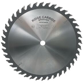 Ridge Carbide 10" 40T, Flat Top Groover Table Saw Blade, Straight Top Grind (STR),+20° Hook, 5/8" Bore, Plate Thickness .094", .188" Kerf for Cutting Grooves in Wood and Sheet Goods