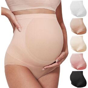 Peauty Women's Maternity High Waisted Underwear，Over the Belly Support Seamless Soft Pregnancy Postpartum-Panties
