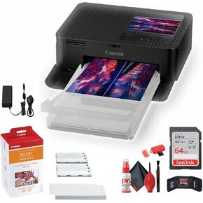 Canon SELPHY CP1500 Wireless Photo Printer with RP-108 Ink (Black) | Compact Dye-Sublimation for 4x6 Prints + 64GB Ultra Memory Card + Cleaning Kit + More
