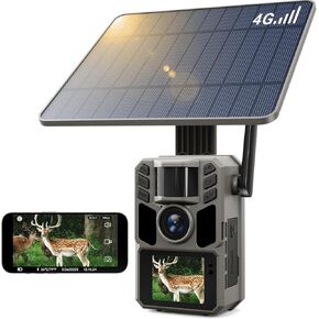 Cellular Trail Camera 4G LTE Game Camera Auto Connect Nationwide with Night Vision Solar Powered + 7500mAh Battery 48MP Photo 4K Video for Hunting, Security, Surveillance