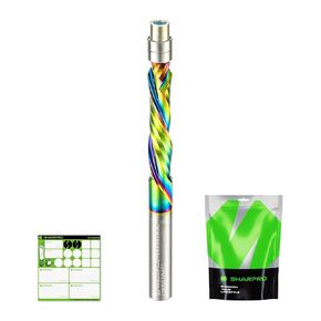 Upcut Spiral Flush Trim Router Bit 1/4 Shank Carbide Flush Trim Router Bits with Top Bearing Spiral Router Bits Coated Pattern Router Bit 1/4 Shank CNC Woodwork