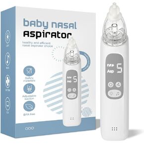 Electric Nasal Aspirator-BC026, Electric Nose Sucker with 5 Levels Suction, Soothing Light & Nursery Rhymes (White)