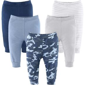 The Peanutshell 5 Pack Baby Boy Pants Set - 100% Cotton Toddler Pants for Baby Boys, 9-12 Baby Boy Clothes for Toddlers and Babies - Blue Camo