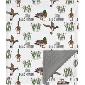 Hawskgfub Little Duck Hunter Mallard Hunting Mink Baby Blanket منقط ناعمًا للبلاد Girl Girl Dame Gift ، Wild Animal Reed Double Layer Cwaddle ، ناعم حديث