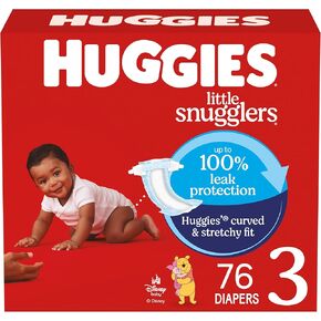 Huggies Size 3 Diapers, Little Snugglers Baby Diapers, Size 3 (16-28 lbs), 76 Count, Packaging May Vary