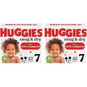 Huggies Snug & Dry Baby Diapers, Size 7 (41+ lbs), 42 Ct (Pack of 2)