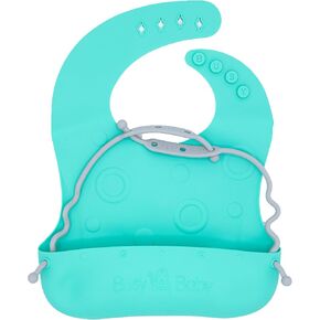 BUSY BABY Bungee Bib – Adjustable Silicone Bib with Pocket & Tether System for Mess-Free Meals with Babies & Toddlers